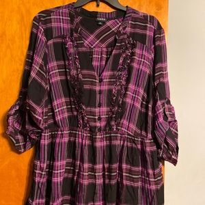 Torrid Purple Black Plaid Babydoll Tunic Top